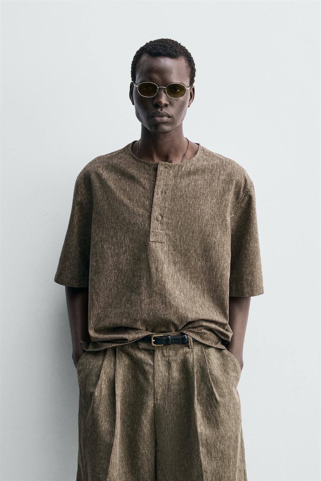 LINEN BLEND POLO SHIRT