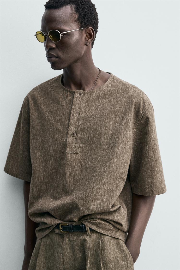 LINEN BLEND POLO SHIRT